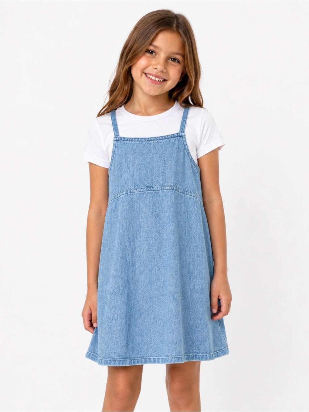 3/$25 Old Navy Light wash Blue Denim Jumper Dress for Girls (7-8y)